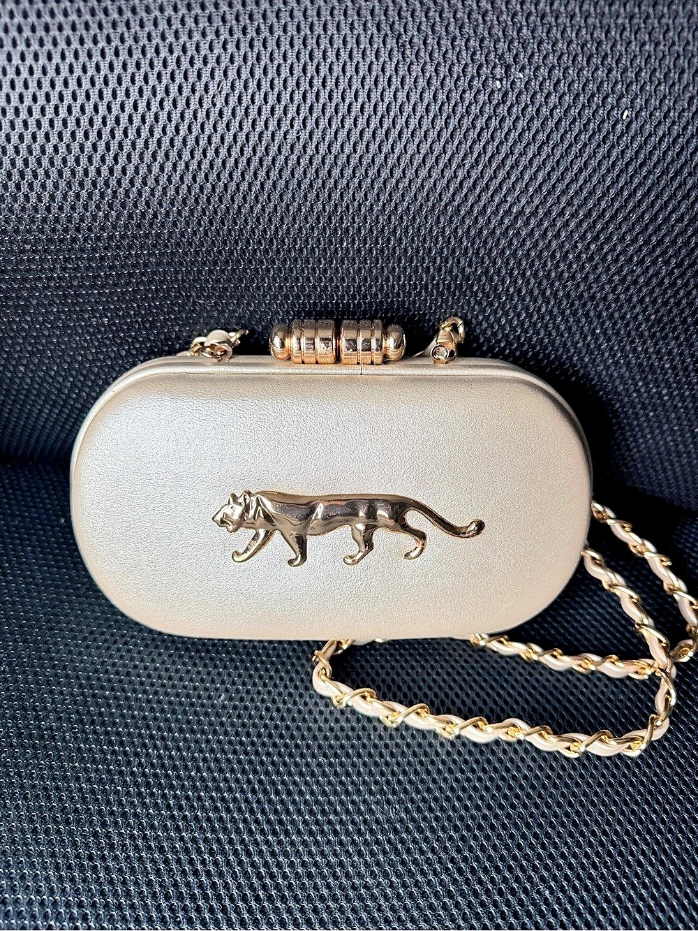 Sabyasachi inspired Gold Clutch with Chain Like New